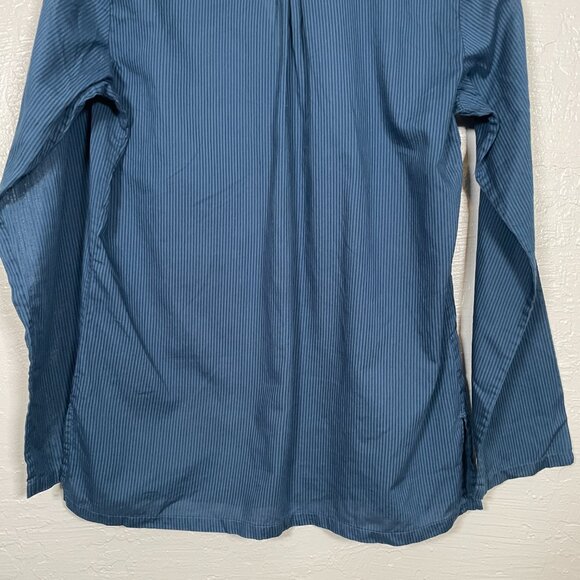Patagonia Women L Blue Stripe Amaia Tunic Blouse Long Sleeve Lightweight V Neck - Picture 7 of 8